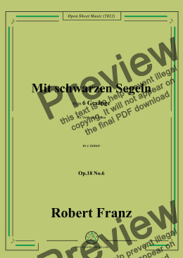 page one of Franz-Mit schwarzen Segeln,in c minor,Op.18 No.6,for Voice and Piano