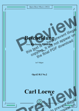 page one of Loewe-Bescheidung,in F Major,Op.62 H.I No.2