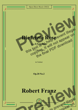 page one of Franz-Die letzte Rose,in f minor,Op.20 No.2,for Voice and Piano