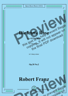 page one of Franz-Die letzte Rose,in f sharp minor,Op.20 No.2,for Voice and Piano