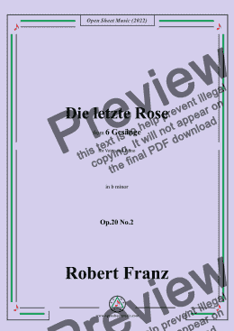 page one of Franz-Die letzte Rose,in b minor,Op.20 No.2,for Voice and Piano