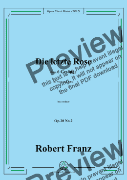 page one of Franz-Die letzte Rose,in c minor,Op.20 No.2,for Voice and Piano