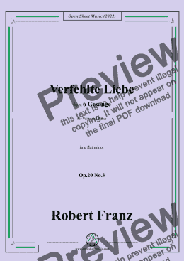 page one of Franz-Verfehlte Liebe,in e flat minor,for Voice and Piano