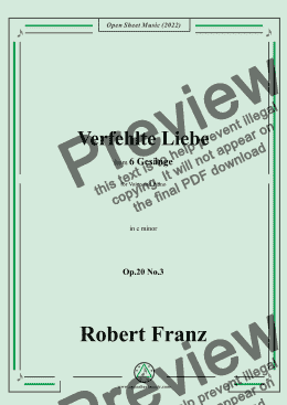 page one of Franz-Verfehlte Liebe,in c minor,for Voice and Piano