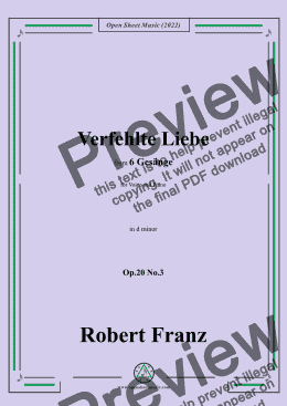 page one of Franz-Verfehlte Liebe,in c minor,for Voice and Piano