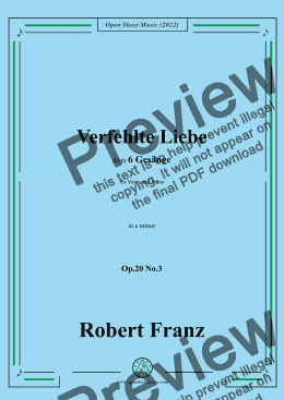 page one of Franz-Verfehlte Liebe,in d minor,for Voice and Piano