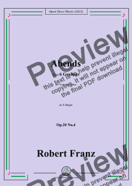 page one of Franz-Abends,in A Major,Op.20 No.4,for Voice and Piano