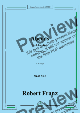 page one of Franz-Abends,in B Major,Op.20 No.4,for Voice and Piano