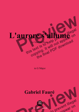 page one of Fauré-L'aurore s'allume,in G Major,for Voice and Piano