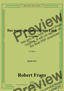 page one of Franz-Das macht das dunkelgrune Laub,in B Major,for Voice and Piano