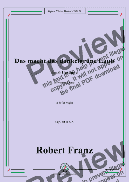 page one of Franz-Das macht das dunkelgrune Laub,in B flat Major,for Voice and Piano