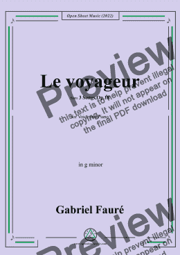 page one of Fauré-Le voyageur,in g minor,Op.18 No.2