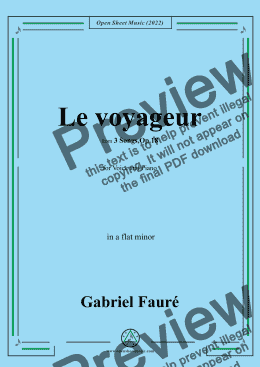 page one of Fauré-Le voyageur,in a flat minor,Op.18 No.2