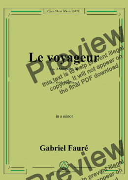 page one of Fauré-Le voyageur,in a minor,Op.18 No.2