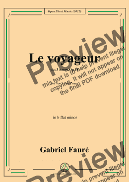 page one of Fauré-Le voyageur,in b flat minor,Op.18 No.2