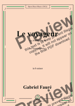 page one of Fauré-Le voyageur,in b minor,Op.18 No.2