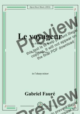 page one of Fauré-Le voyageur,in f sharp minor,Op.18 No.2