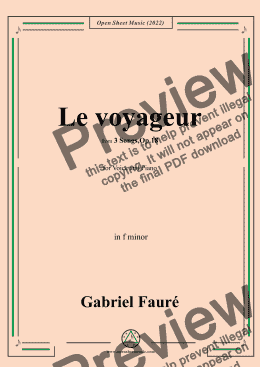 page one of Fauré-Le voyageur,in f minor,Op.18 No.2