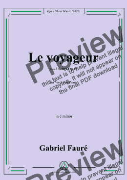 page one of Fauré-Le voyageur,in e minor,Op.18 No.2