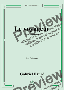 page one of Fauré-Le voyageur,in e flat minor,Op.18 No.2