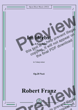 page one of Franz-Im Herbst,in f sharp minor,Op.20 No.6,for Voice and Piano