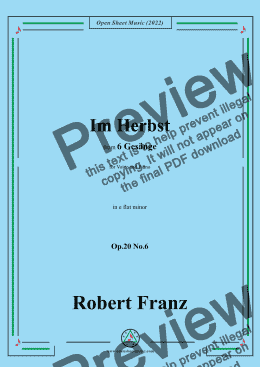 page one of Franz-Im Herbst,in e flat minor,Op.20 No.6,for Voice and Piano