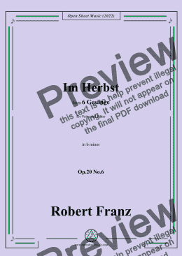 page one of Franz-Im Herbst,in b minor,Op.20 No.6,for Voice and Piano