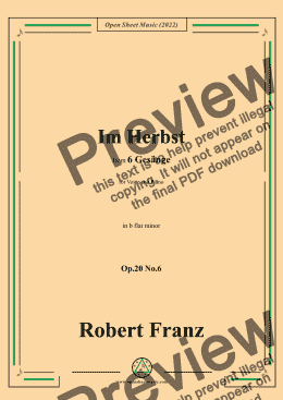 page one of Franz-Im Herbst,in b flat minor,Op.20 No.6,for Voice and Piano