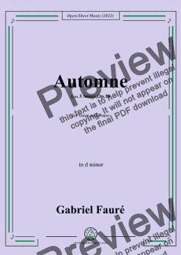 page one of Fauré-Automne,in d minor,Op.18 No.3