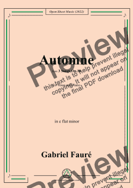 page one of Fauré-Automne,in e flat minor,Op.18 No.3