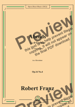 page one of Franz-Abends,in e flat minor,Op.16 No.4