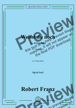 page one of Franz-Weisst du noch,in c sharp minor,Op.16 No.5