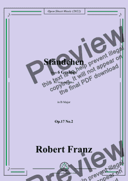 page one of Franz-Standchen,in B Major,Op.17 No.2,from 6 Gesange