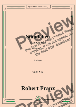 page one of Franz-Standchen,in A Major,Op.17 No.2