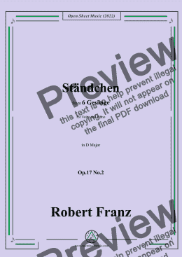 page one of Franz-Standchen,in D Major,Op.17 No.2