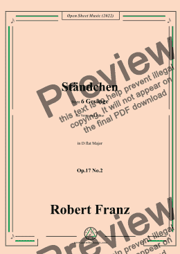 page one of Franz-Standchen,in D flat Major,Op.17 No.2