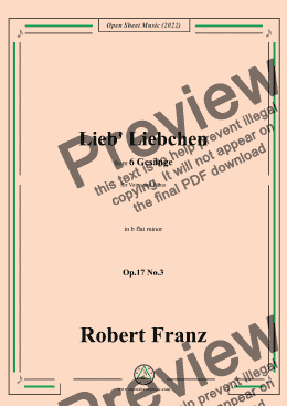 page one of Franz-Lieb' Liebchen,in b flat minor,Op.17 No.3