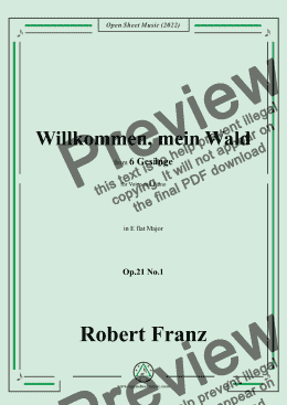 page one of Franz-Willkommen,mein Wald,in E flat Major,Op.21 No.1