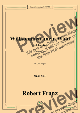 page one of Franz-Willkommen,mein Wald,in A flat Major,Op.21 No.1