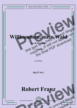 page one of Franz-Willkommen,mein Wald,in B Major,Op.21 No.1