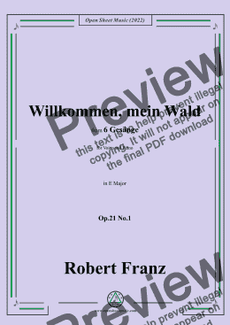 page one of Franz-Willkommen,mein Wald,in E Major,Op.21 No.1