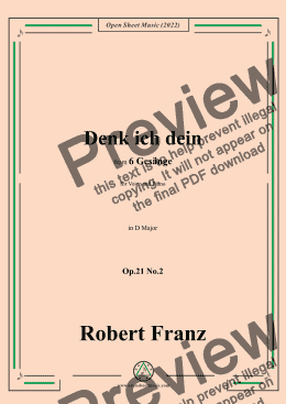 page one of Franz-Denk ich dein,in D Major,Op.21 No.2