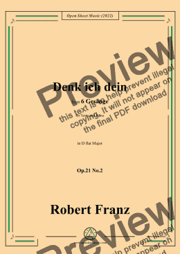 page one of Franz-Denk ich dein,in D flat Major,Op.21 No.2