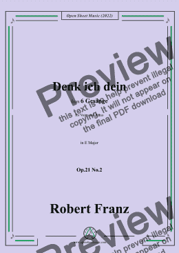 page one of Franz-Denk ich dein,in E Major,Op.21 No.2