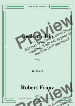 page one of Franz-Denk ich dein,in G Major,Op.21 No.2