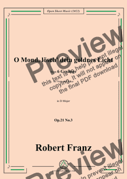 page one of Franz-O Mond,losch dein goldnes Licht,in D Major,Op.21 No.3