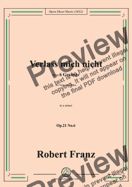 page one of Franz-Verlass mich nicht,in a minor,Op.21 No.6