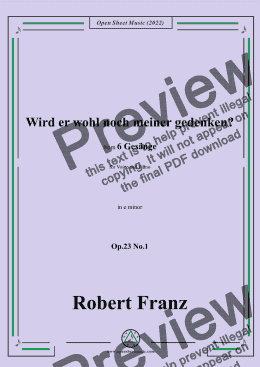 page one of Franz-Wird er wohl noch meiner gedenken?in e minor,Op.23 No.1