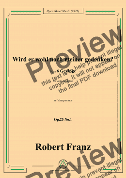 page one of Franz-Wird er wohl noch meiner gedenken?in f sharp minor,Op.23 No.1