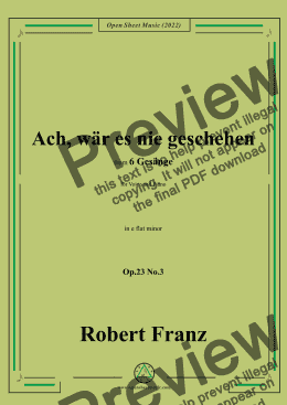 page one of Franz-Ach,war es nie geschehen,in e flat minor,Op.23 No.3